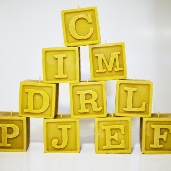 Letter Block Beeswax Candle