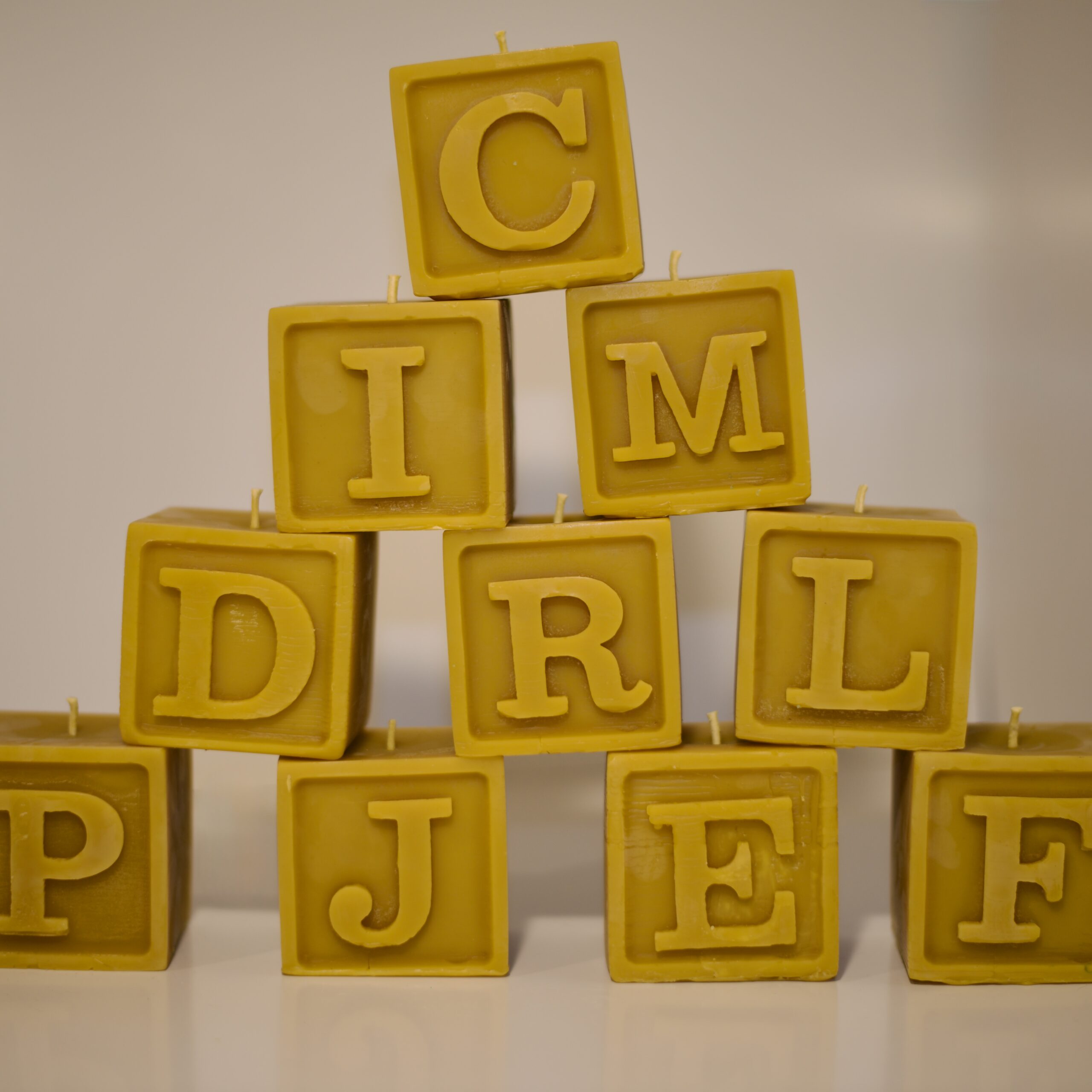 Letter Block Beeswax Candle